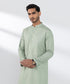 Men's Stitched Embroidered Green Cotton Kurta